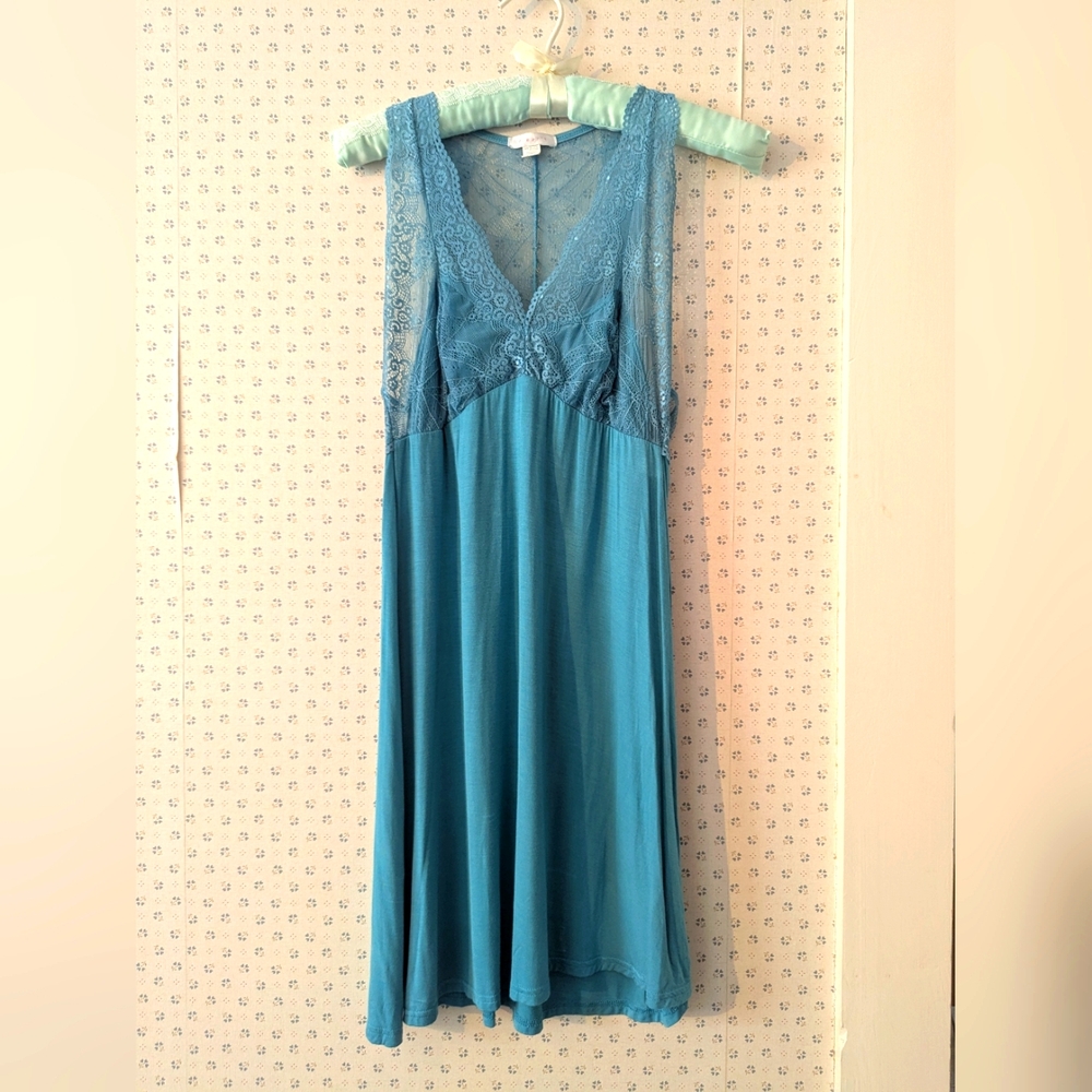 fleur t Lace Nightgown Slip Dress Aqua Baby Doll Turquoise Date Night In M Sexy
